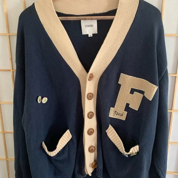 Free People Found Varsity Contrast Cardigan Small - Picture 9 of 9